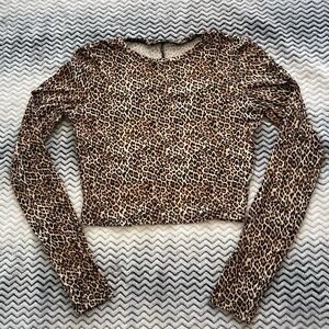EUC Alice + Olivia Women’s Long Sleeve Mini Leopard Print Cropped Top Size XS